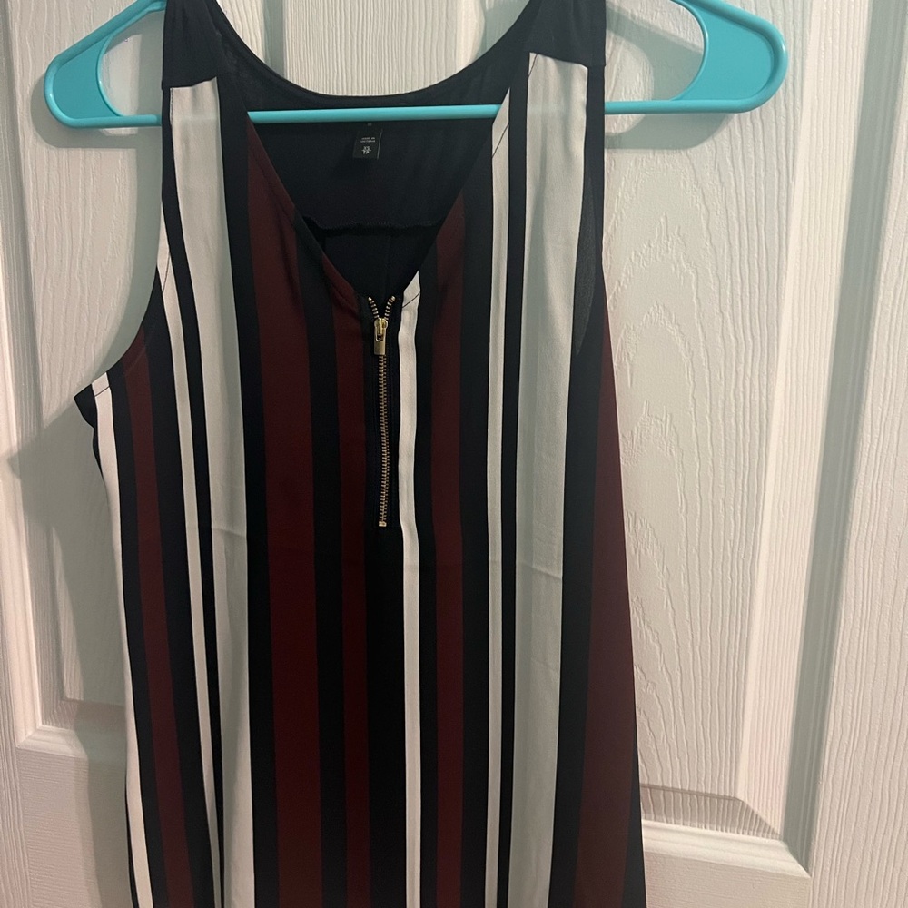 Striped Sleeveless Top with Zipper